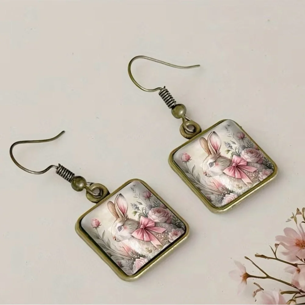 Charming Rabbit Earrings with Pink Accents